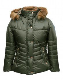 Girls Jacket Olive Quilted